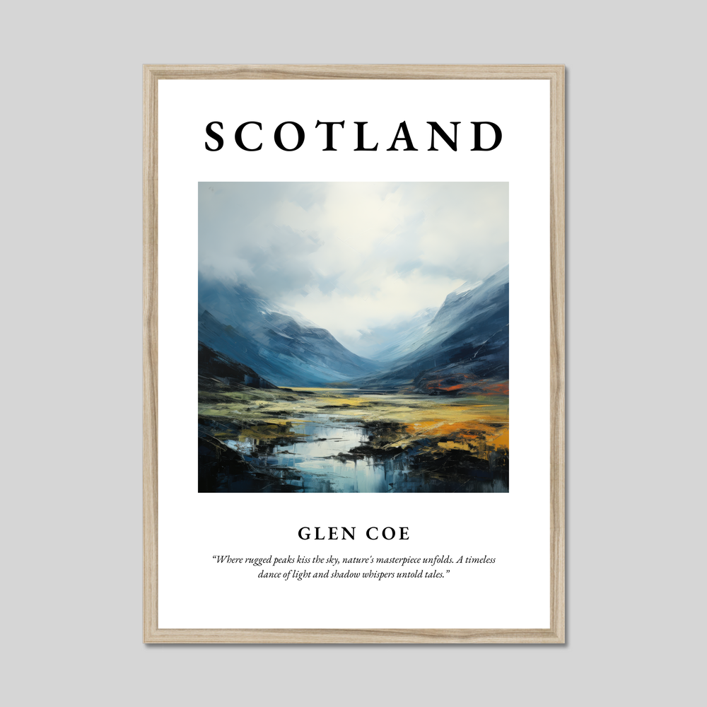 Poster in a natural frame with the word Scotland