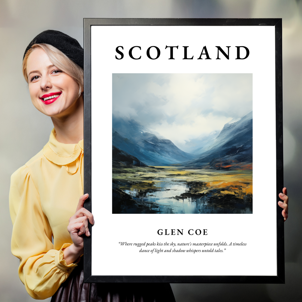 Person holding a poster of Glen Coe