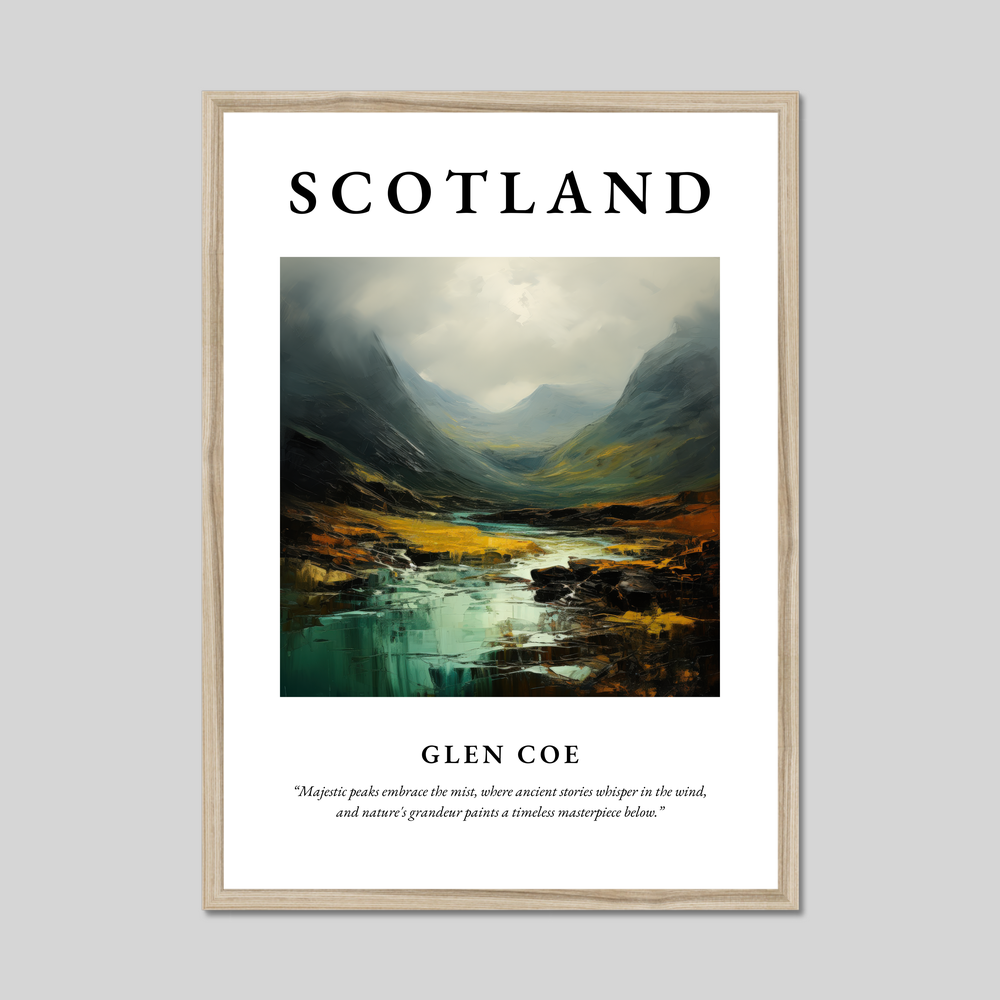 Poster in a natural frame with the word Scotland