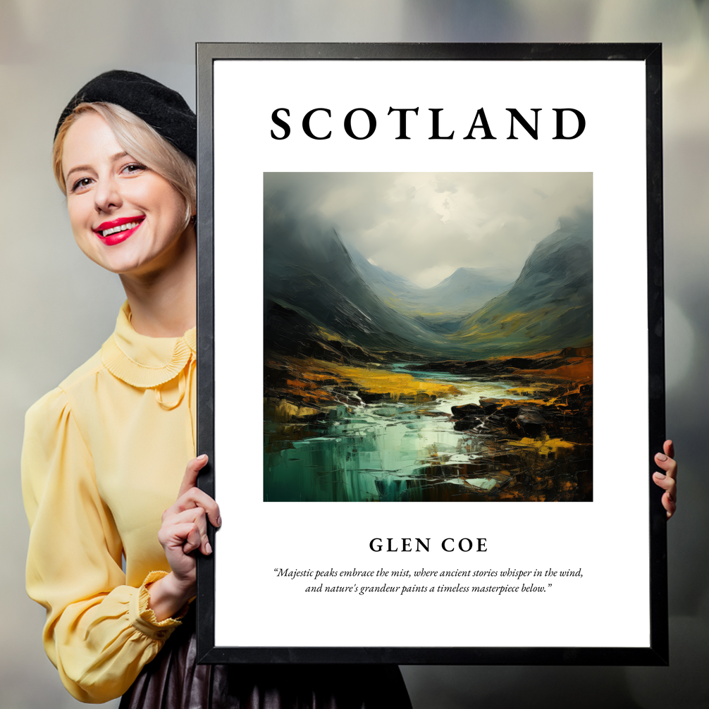 Person holding a poster of Glen Coe