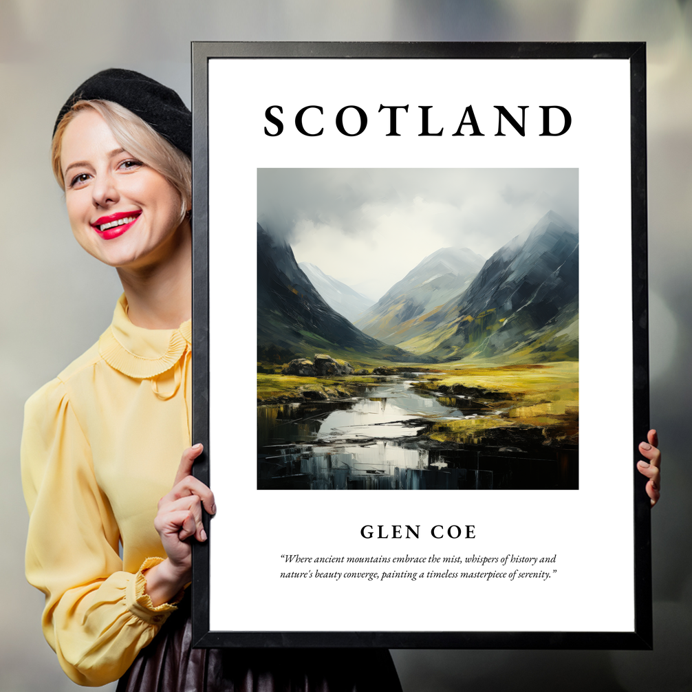 Person holding a poster of Glen Coe