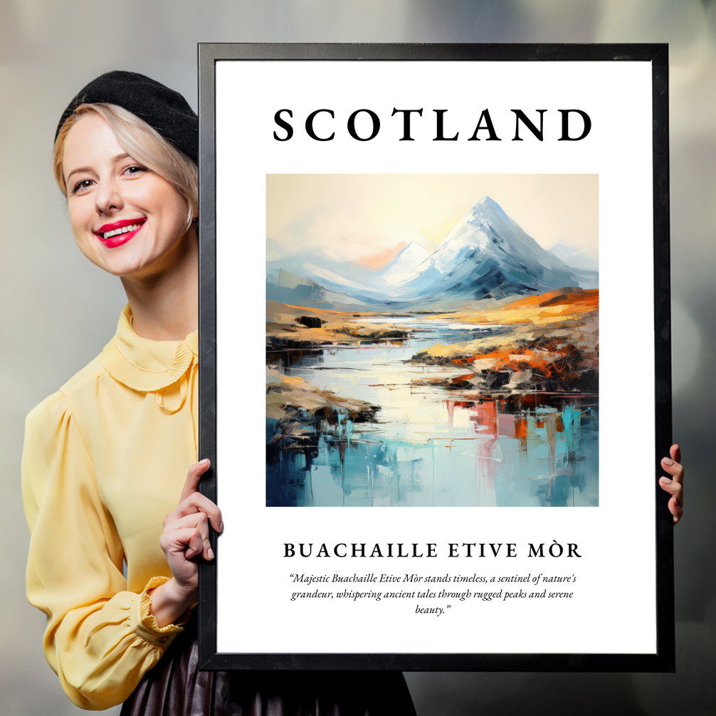 Person holding a poster of Buachaille Etive Mòr