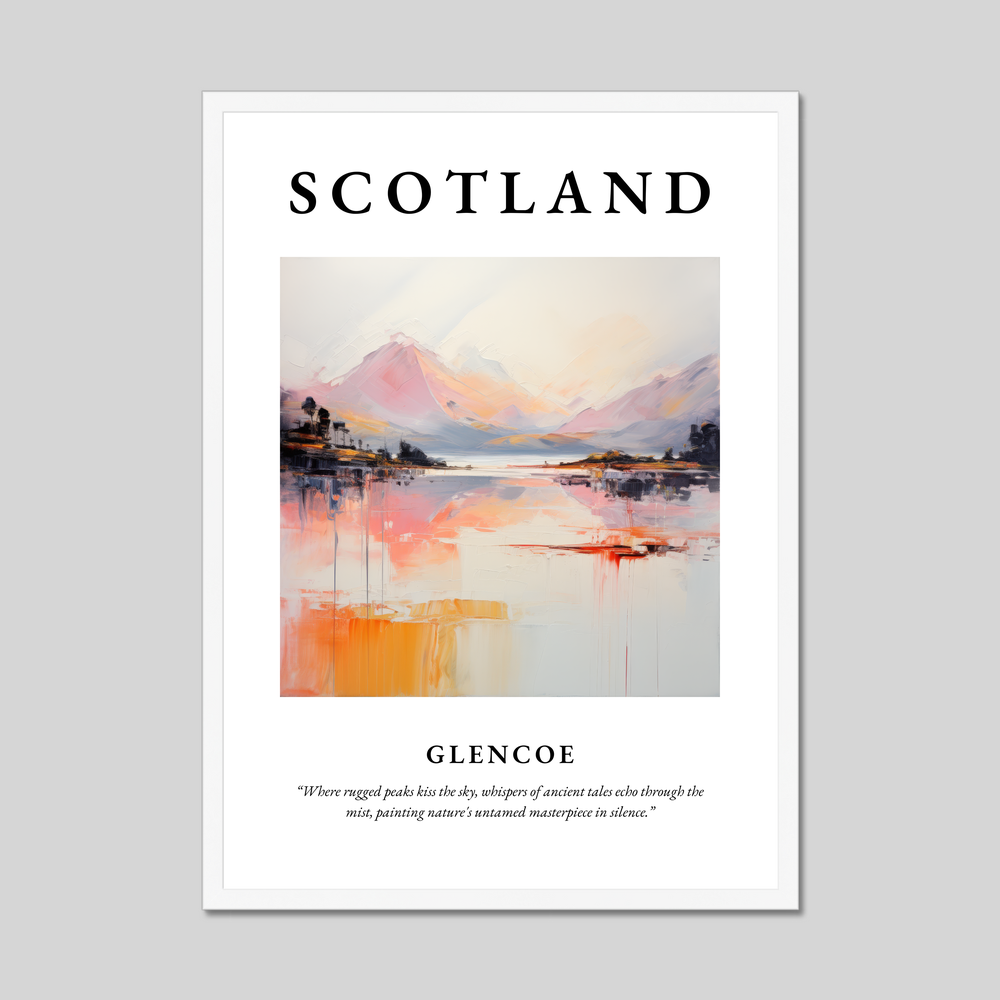 Poster in a white frame with the word Scotland