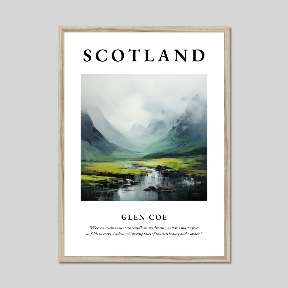 Poster in a natural frame with the word Scotland