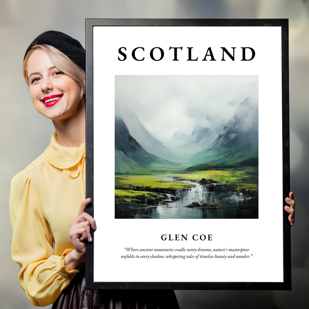 Person holding a poster of Glen Coe