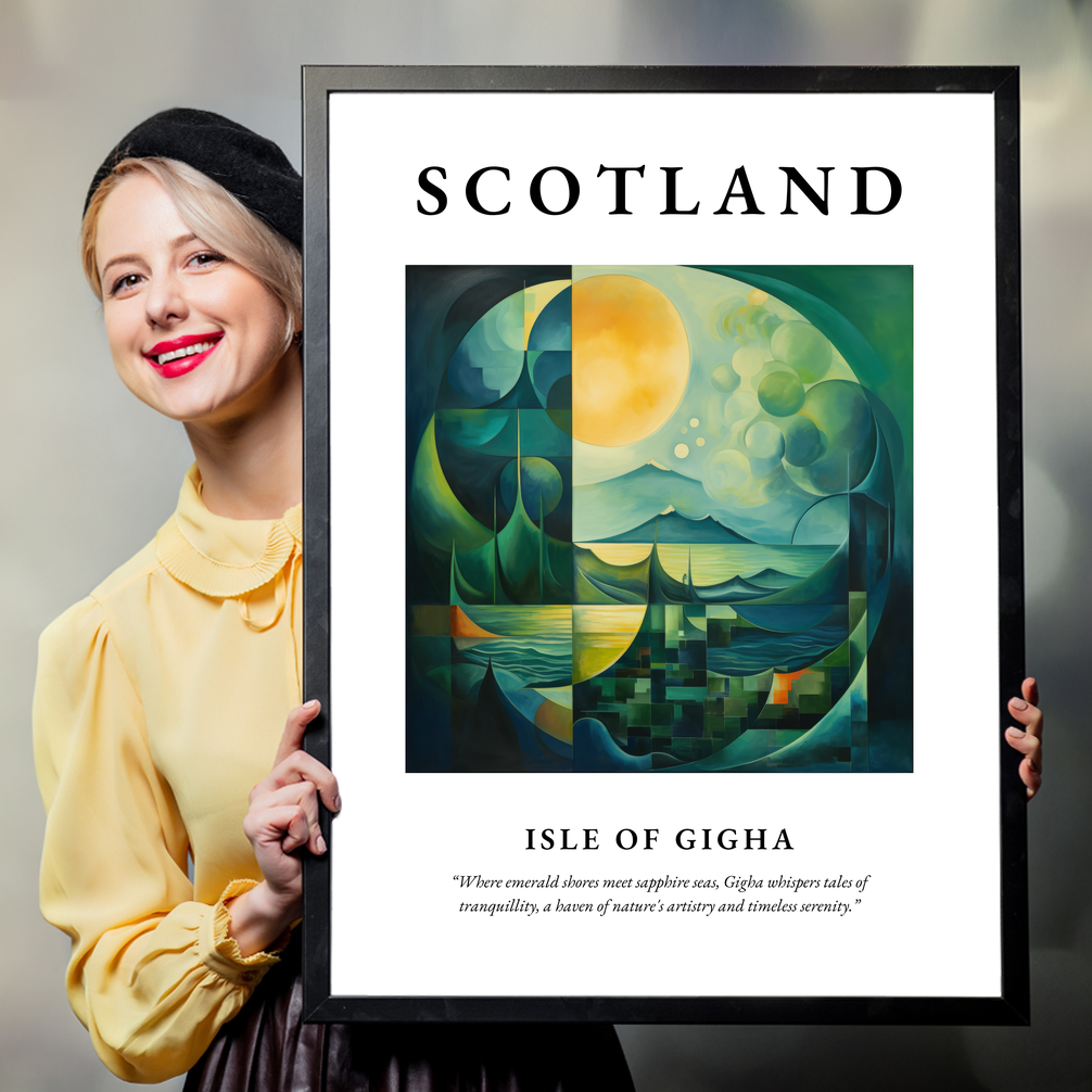 Person holding a poster of Isle of Gigha