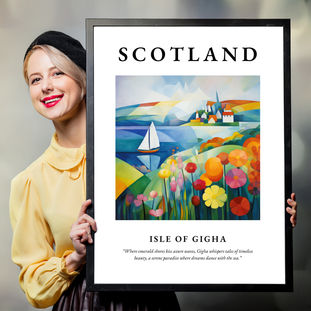 Person holding a poster of Isle of Gigha