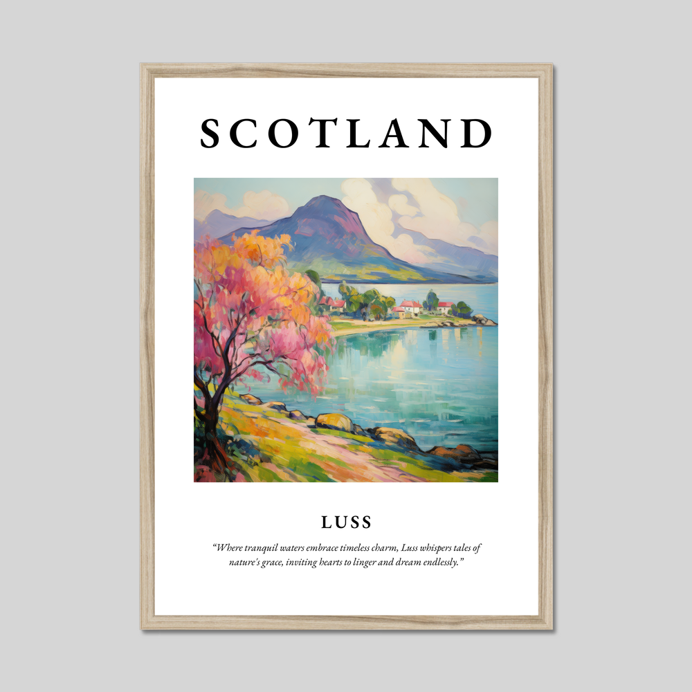 Poster in a natural frame with the word Scotland