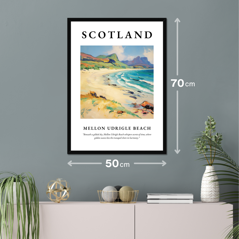 Poster of Mellon Udrigle Beach hanging on a wall