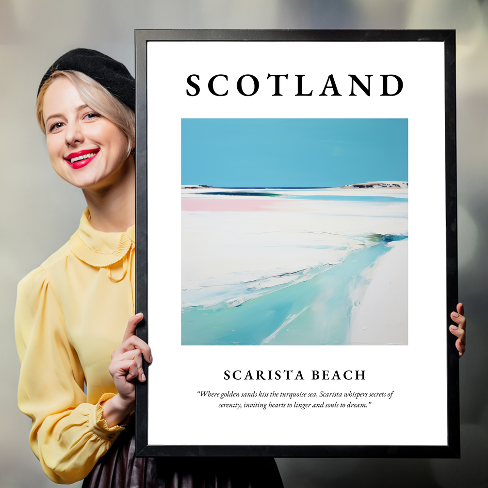 Person holding a poster of Scarista Beach