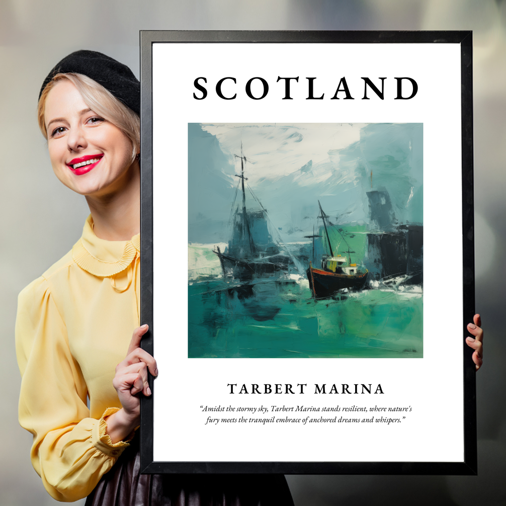 Person holding a poster of Tarbert Marina