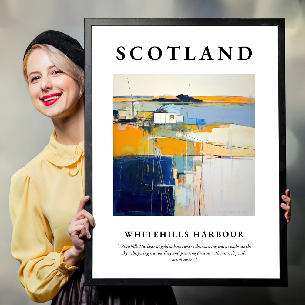 Person holding a poster of Whitehills Harbour