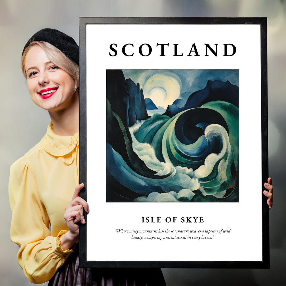 Person holding a poster of Isle of Skye