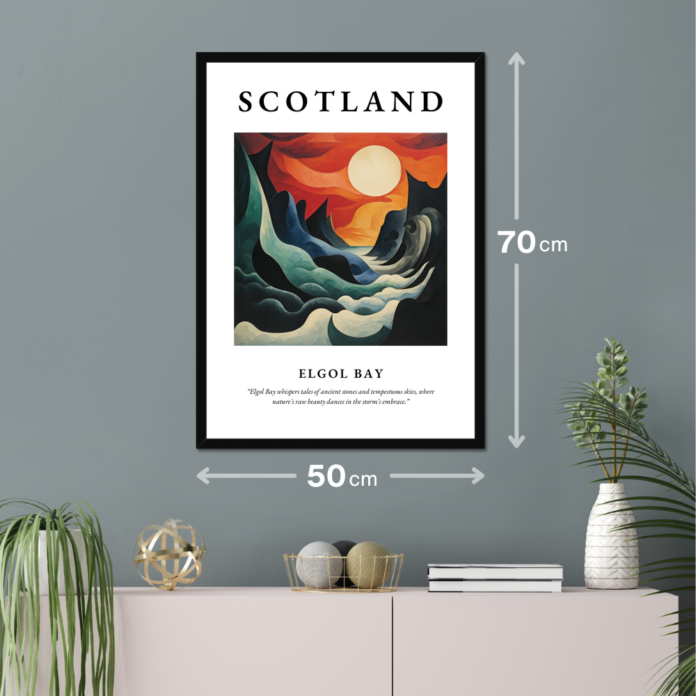 Poster of Elgol Bay hanging on a wall