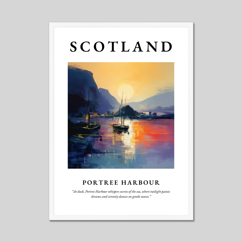 Poster in a white frame with the word Scotland