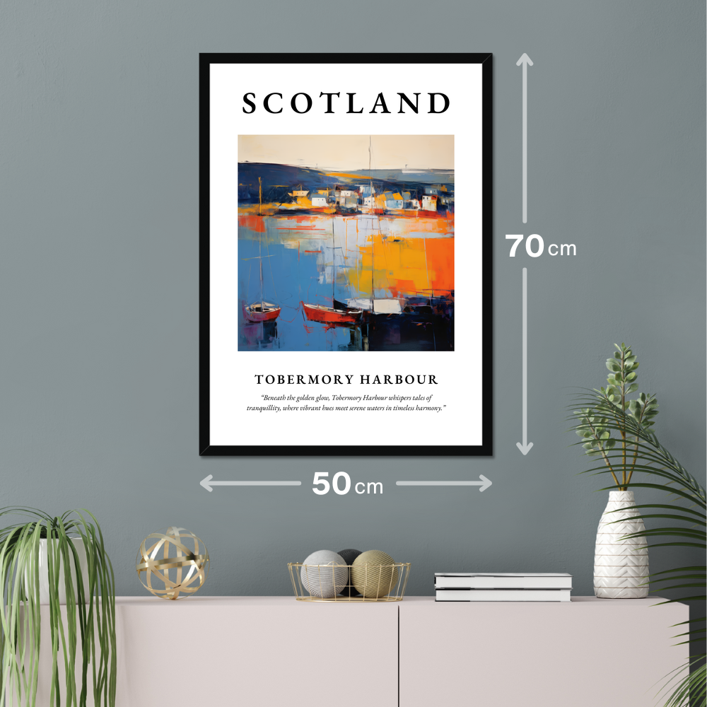 Poster of Tobermory Harbour hanging on a wall