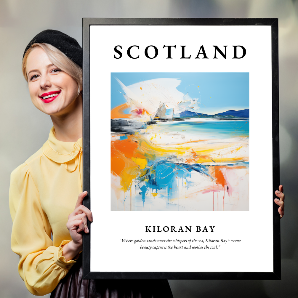 Person holding a poster of Kiloran Bay