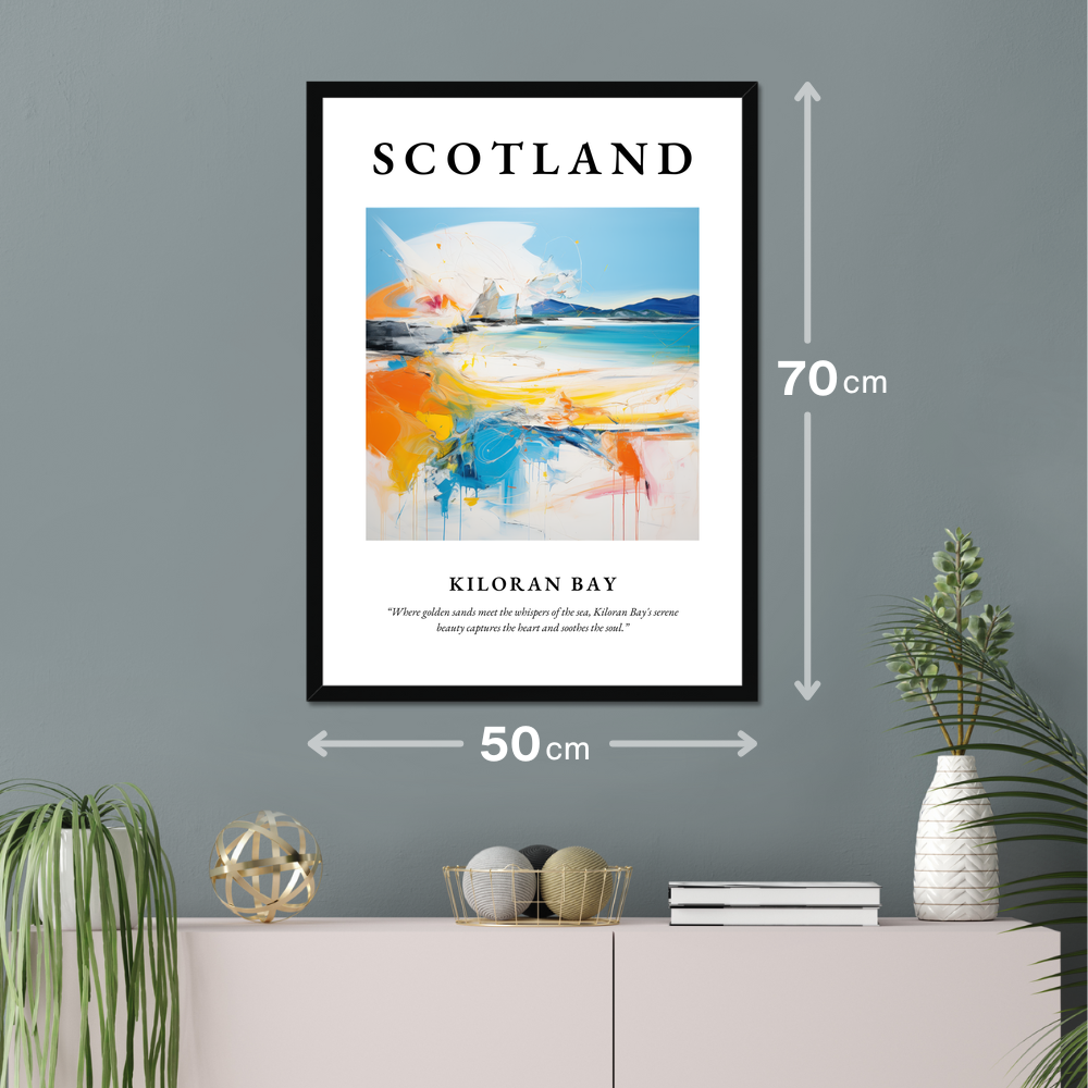 Poster of Kiloran Bay hanging on a wall