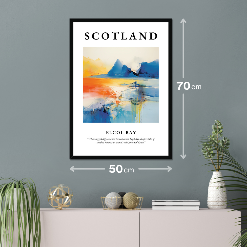 Poster of Elgol Bay hanging on a wall