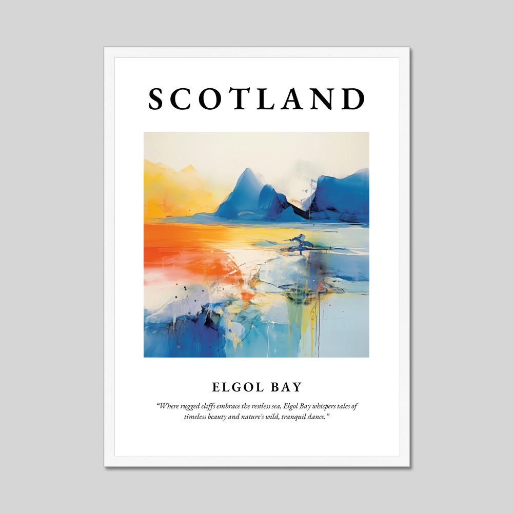 Poster in a white frame with the word Scotland