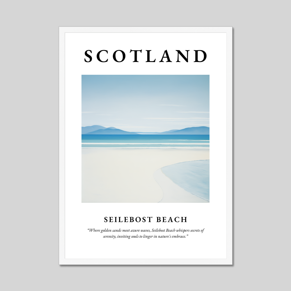 Poster in a white frame with the word Scotland