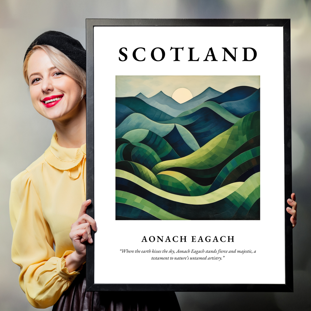 Person holding a poster of Aonach Eagach