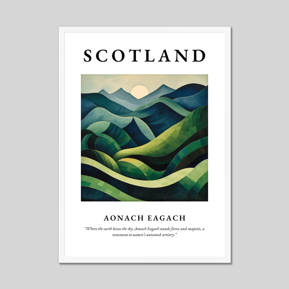 Poster in a white frame with the word Scotland