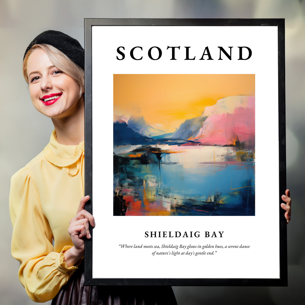 Person holding a poster of Shieldaig Bay