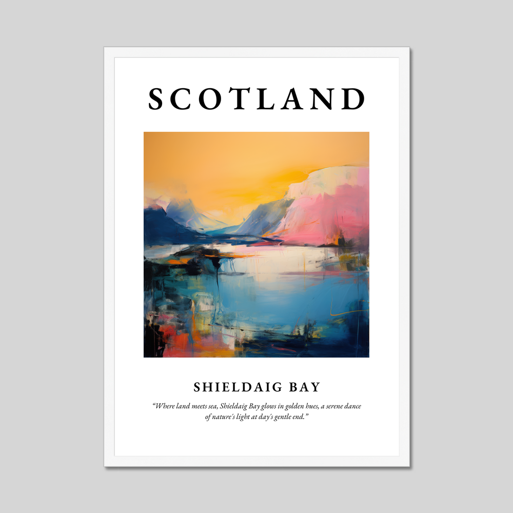 Poster in a white frame with the word Scotland