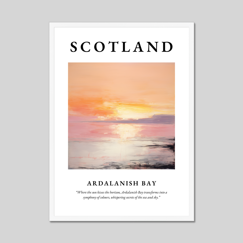 Poster in a white frame with the word Scotland