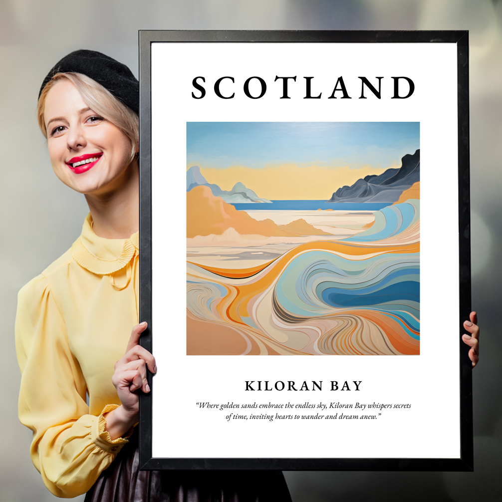 Person holding a poster of Kiloran Bay