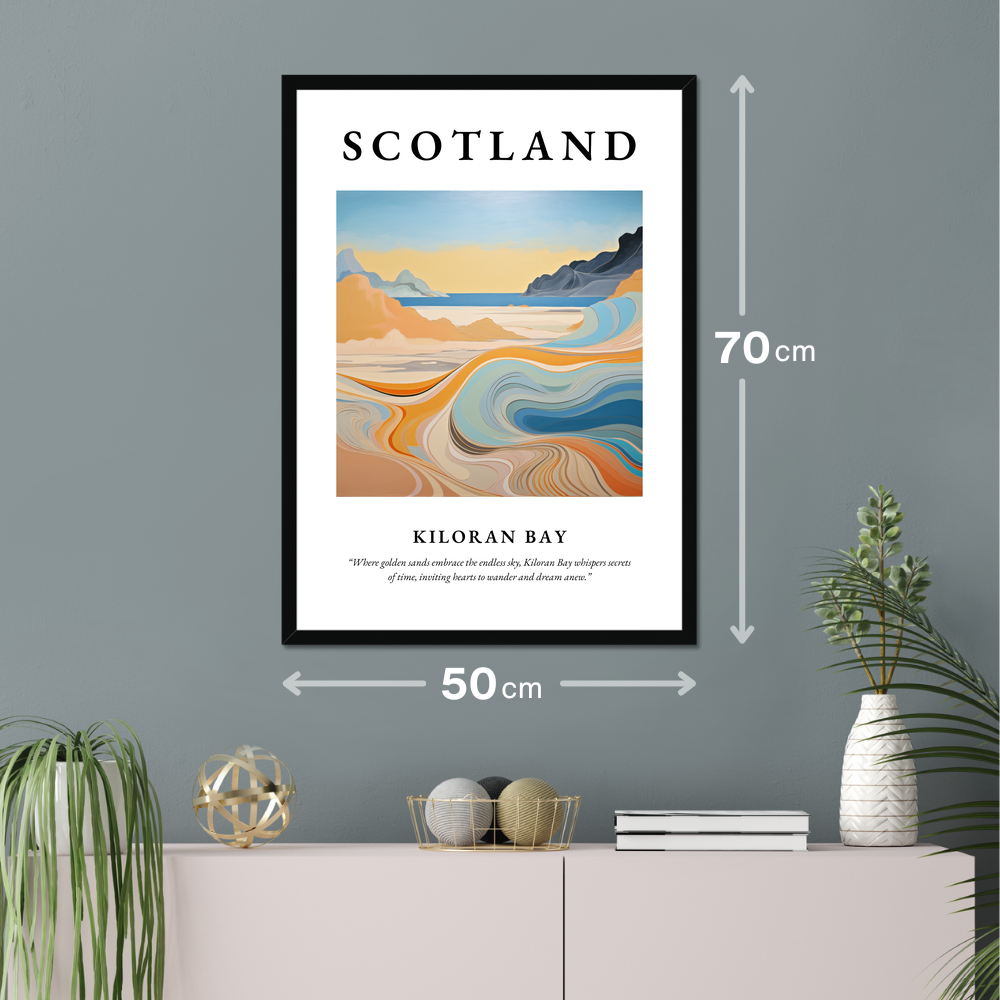 Poster of Kiloran Bay hanging on a wall