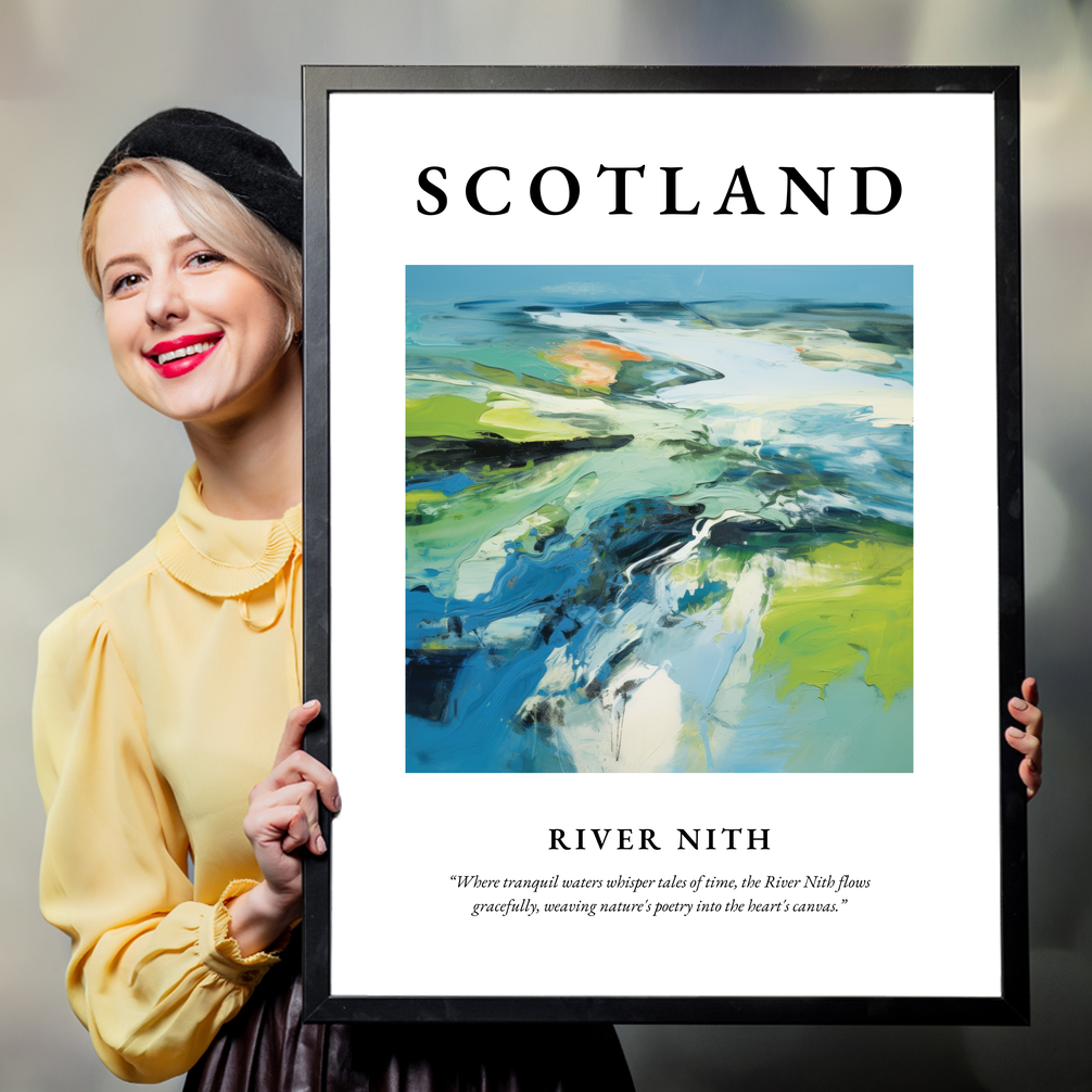 Person holding a poster of River Nith