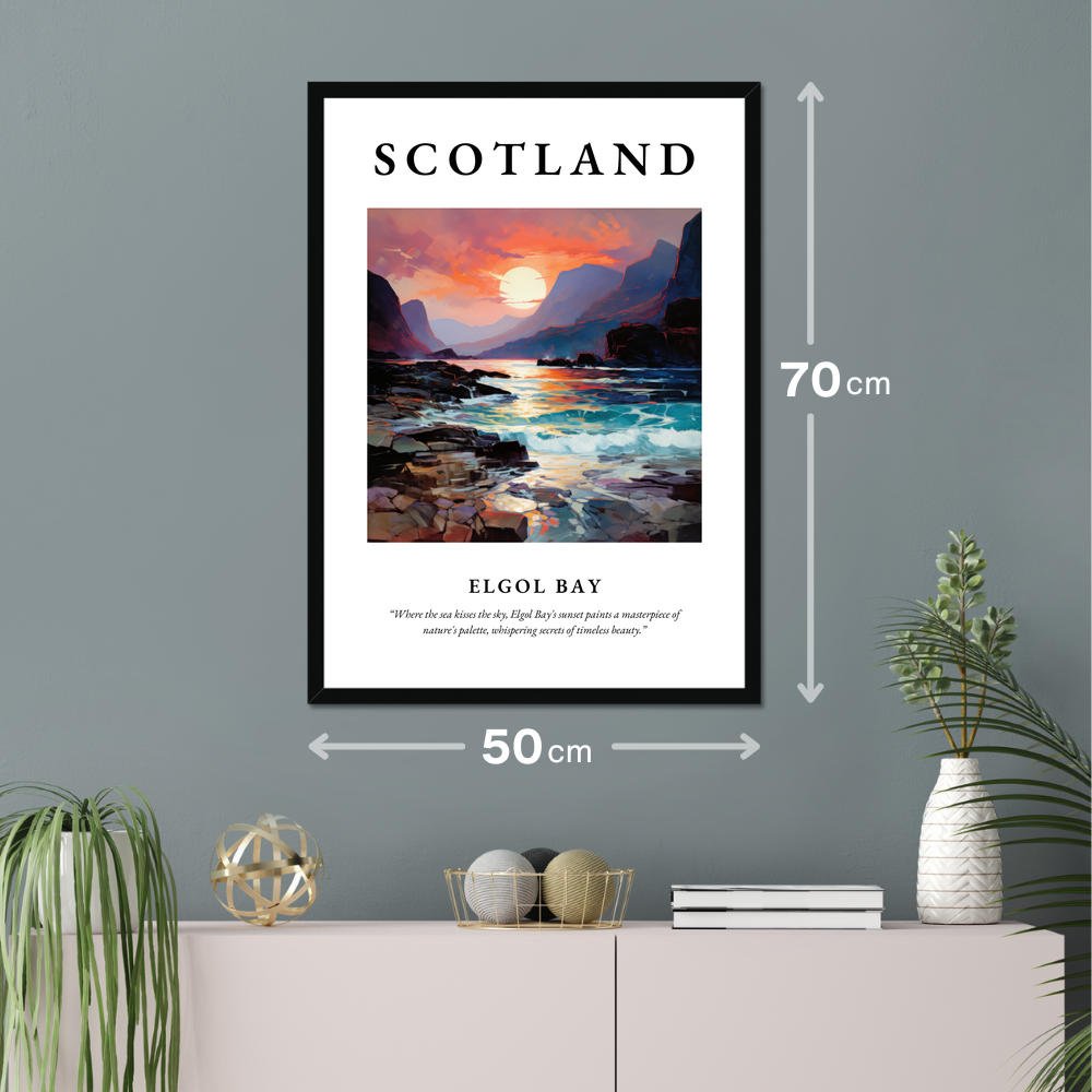 Poster of Elgol Bay hanging on a wall