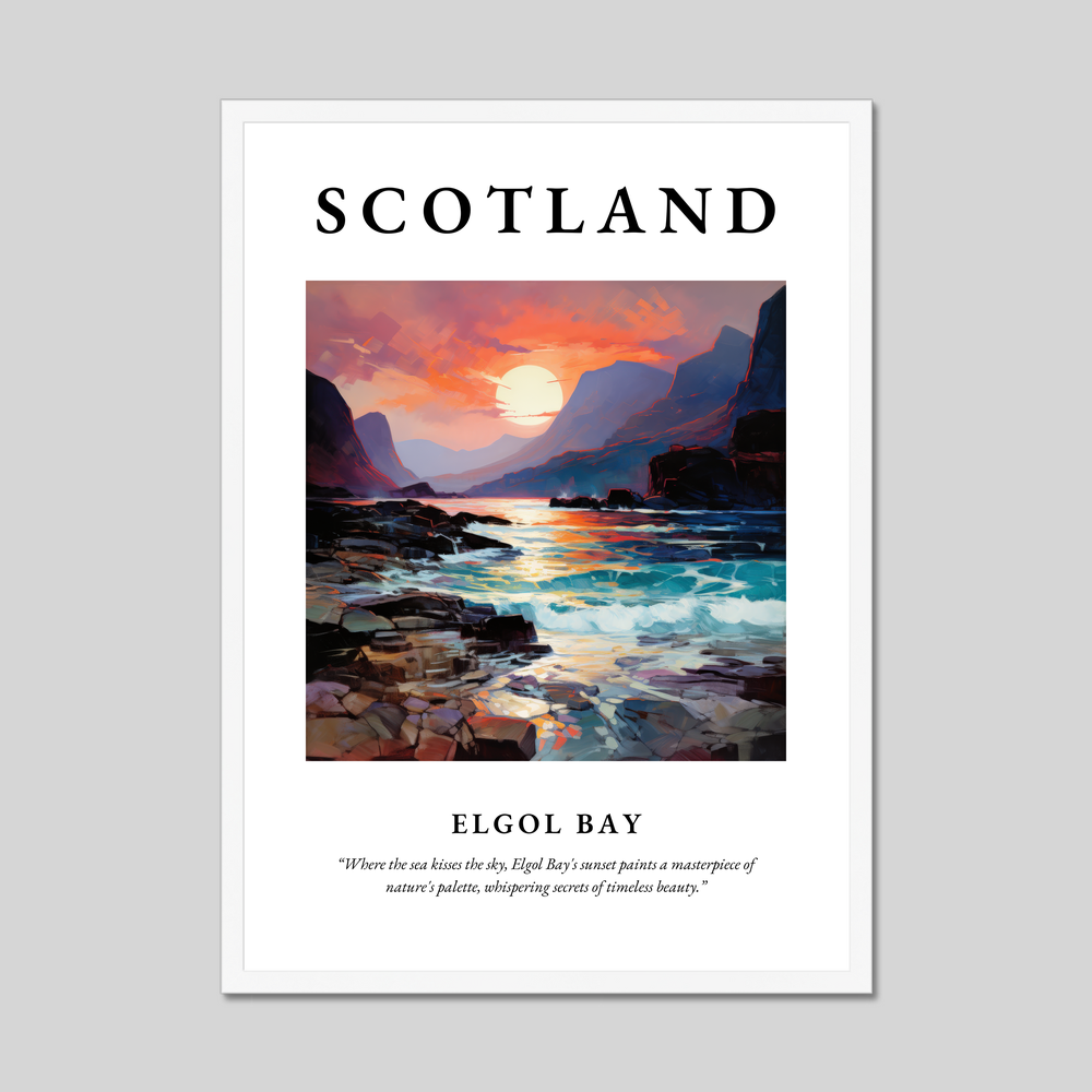 Poster in a white frame with the word Scotland