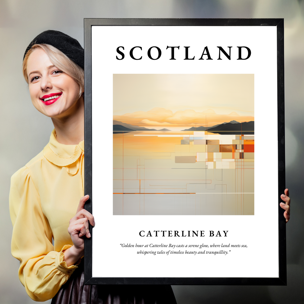 Person holding a poster of Catterline Bay