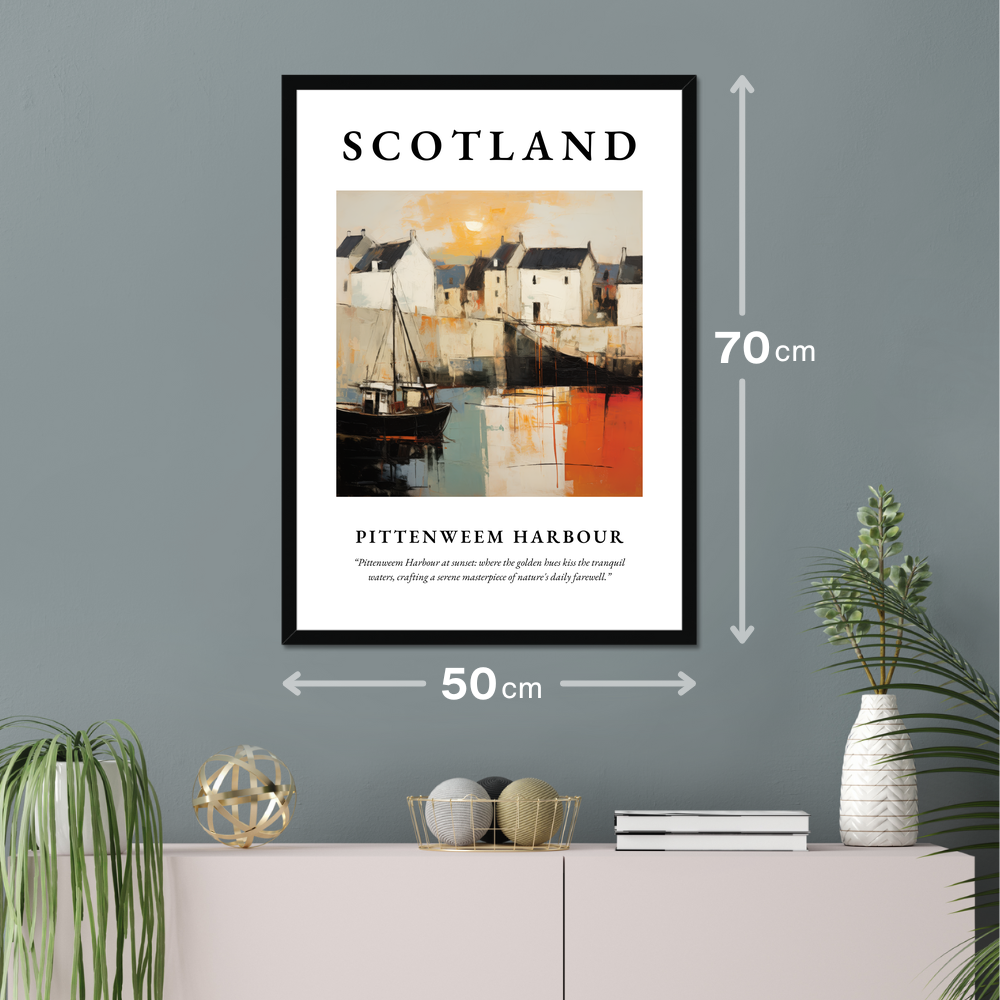 Poster of Pittenweem Harbour hanging on a wall