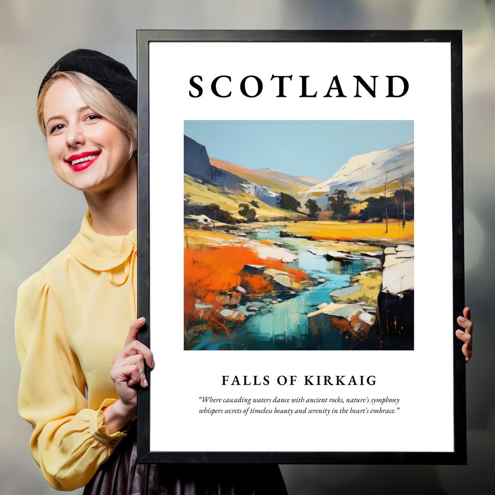 Person holding a poster of Falls of Kirkaig