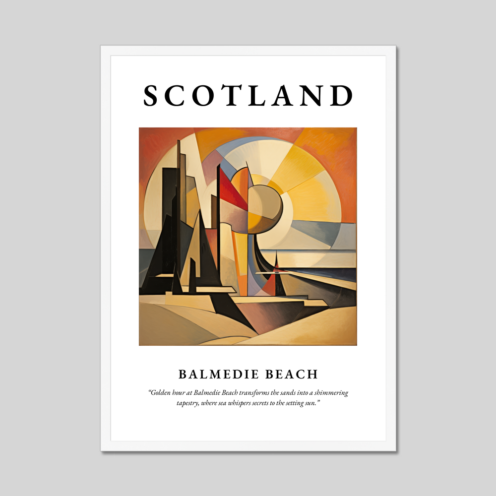 Poster in a white frame with the word Scotland