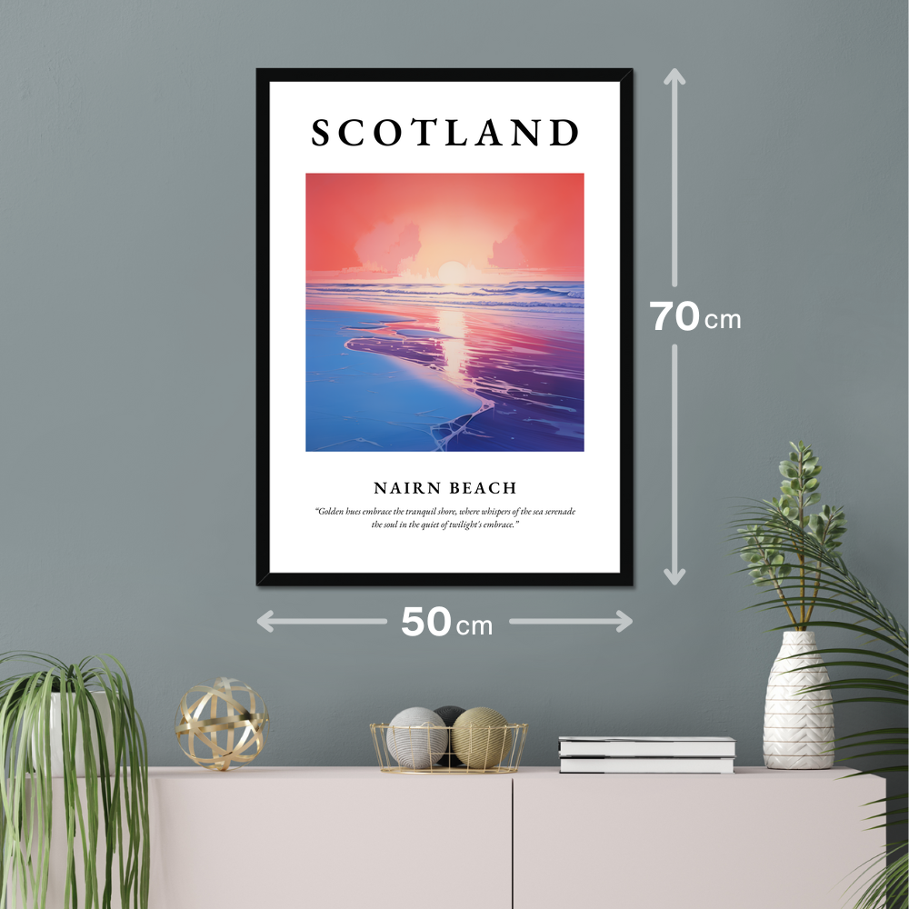 Poster of Nairn Beach hanging on a wall