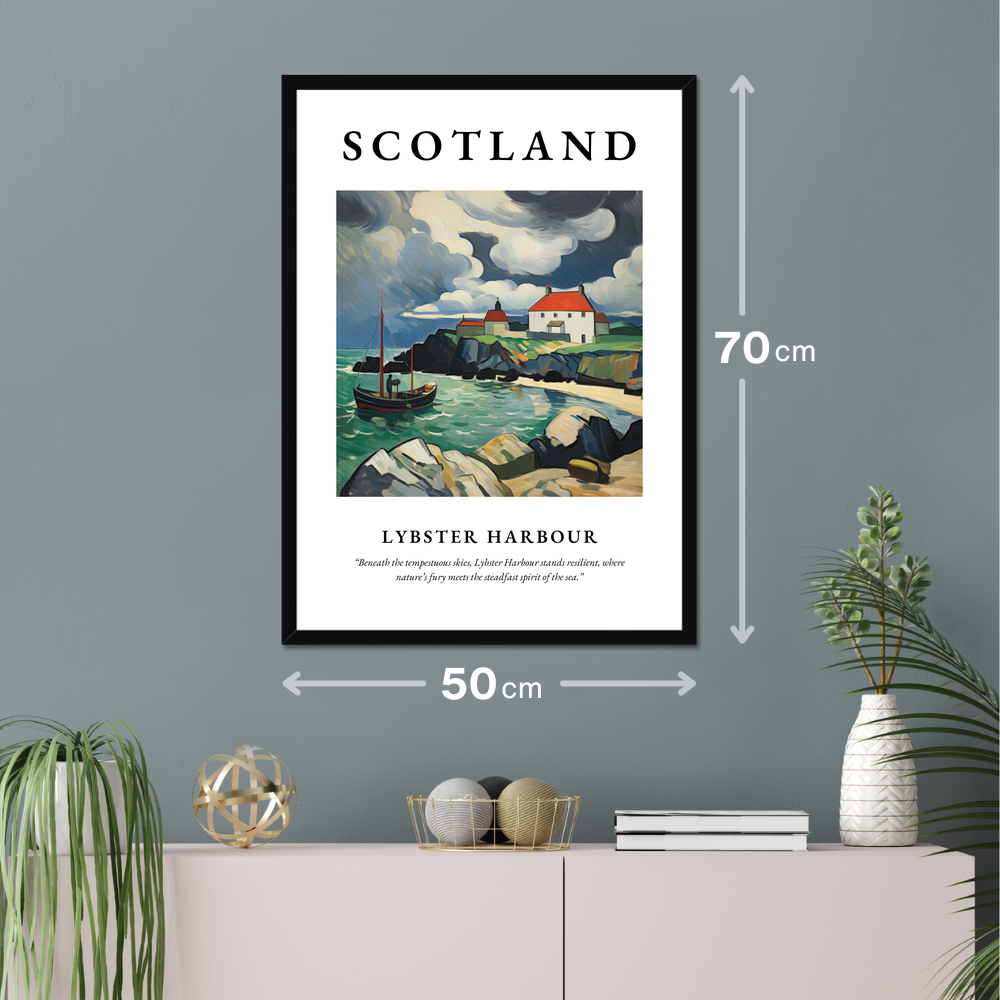 Poster of Lybster Harbour hanging on a wall