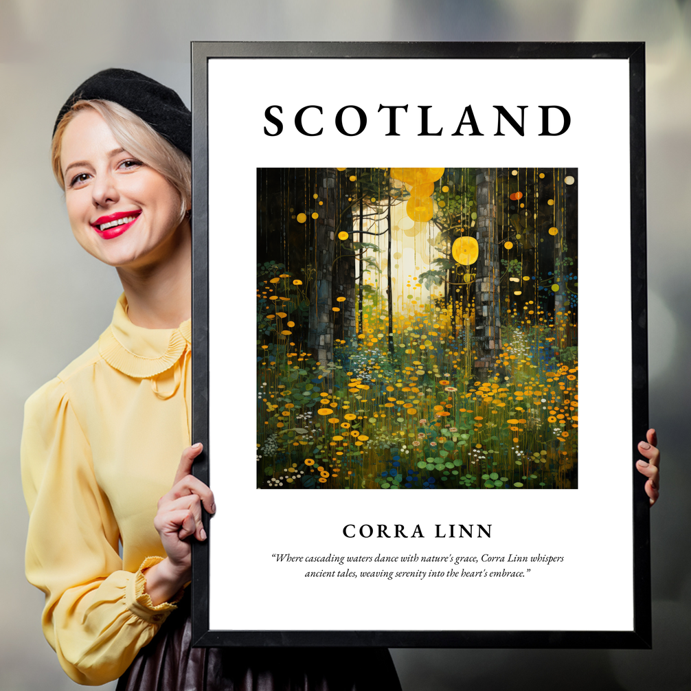 Person holding a poster of Corra Linn