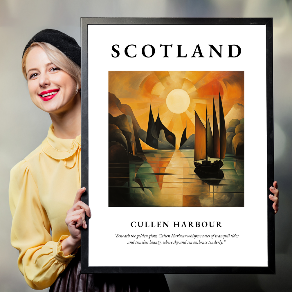 Person holding a poster of Cullen Harbour