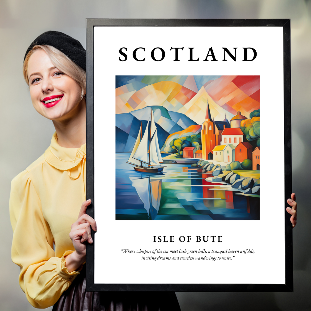 Person holding a poster of Isle of Bute