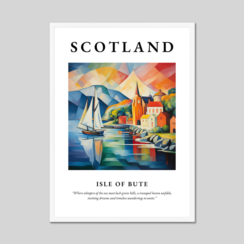 Poster in a white frame with the word Scotland