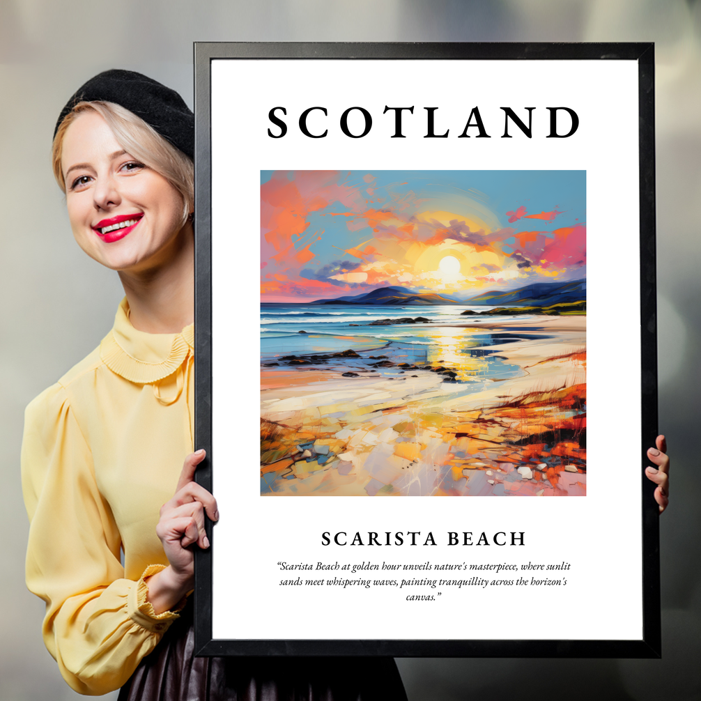 Person holding a poster of Scarista Beach