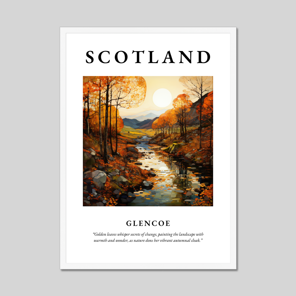 Poster in a white frame with the word Scotland