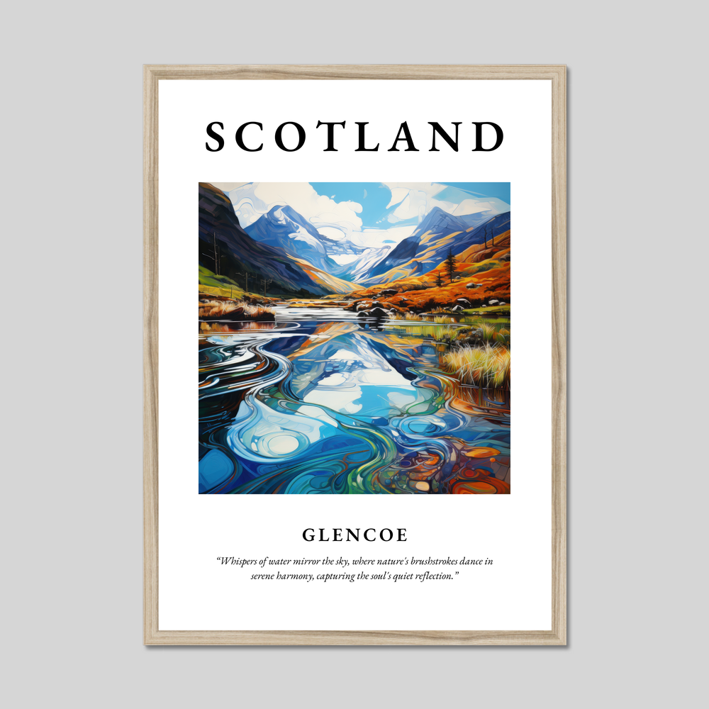 Poster in a natural frame with the word Scotland