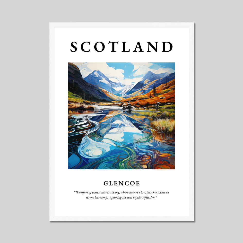 Poster in a white frame with the word Scotland