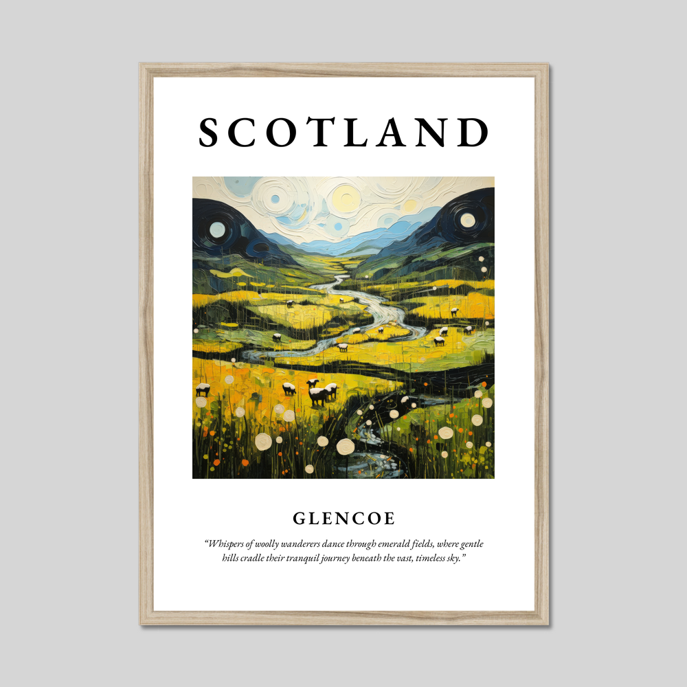 Poster in a natural frame with the word Scotland